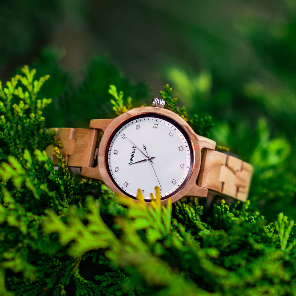 Emma Olive Fog Women's Wooden Watch