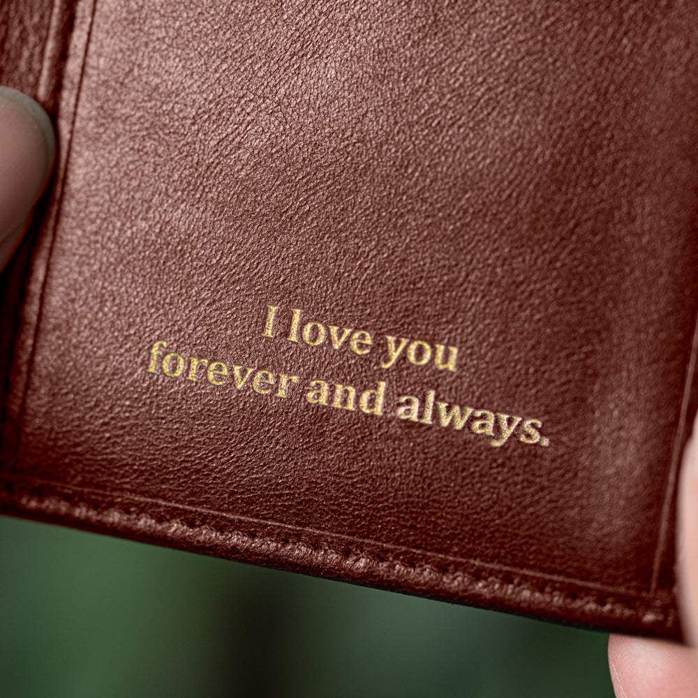 Brown Vertical Card Case With Clip Men's Genuine Leather Wallet