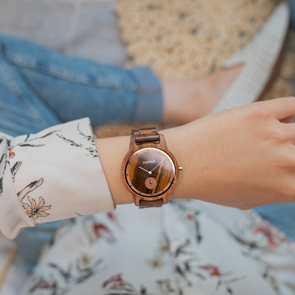Paradise Koa Tiger Eye Women's Wooden Watch