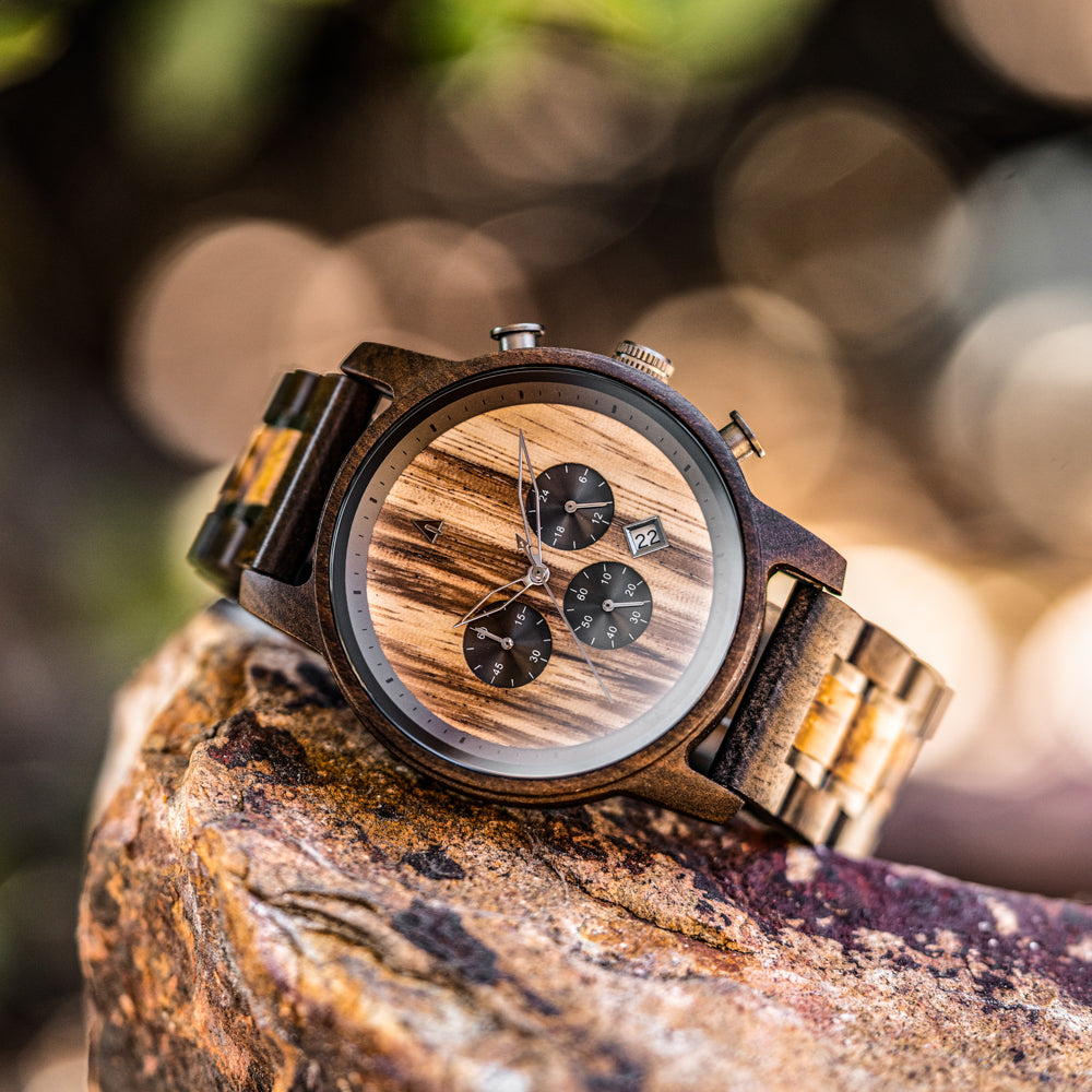 Zebrawood chronograph watch for him