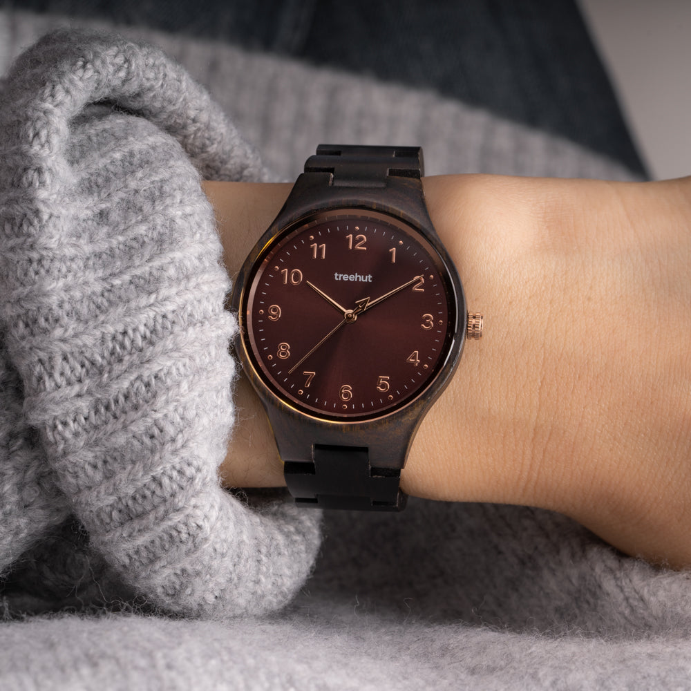 Solstice Ebony Burgundy Women's Wooden Watch