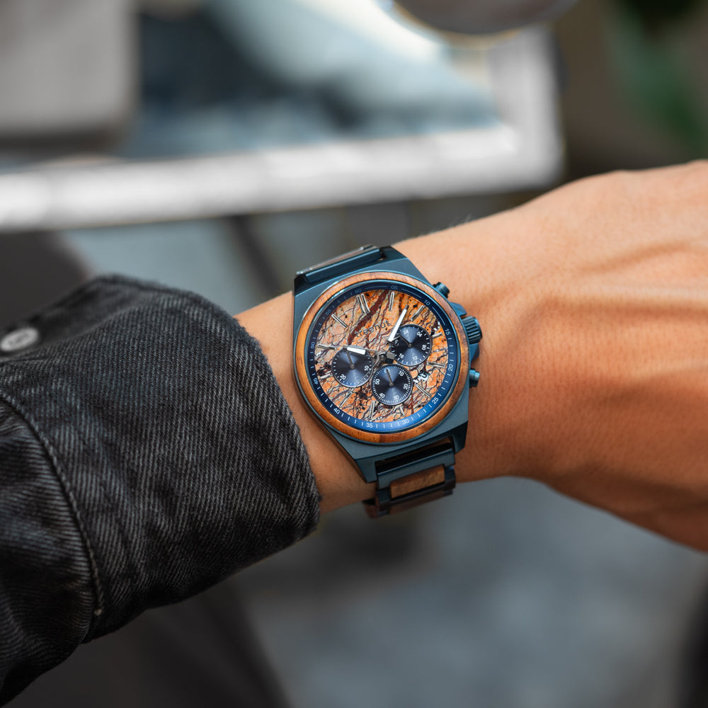 Aster Sandstone Koa Men’s Chrono Stainless Steel Wooden Watch