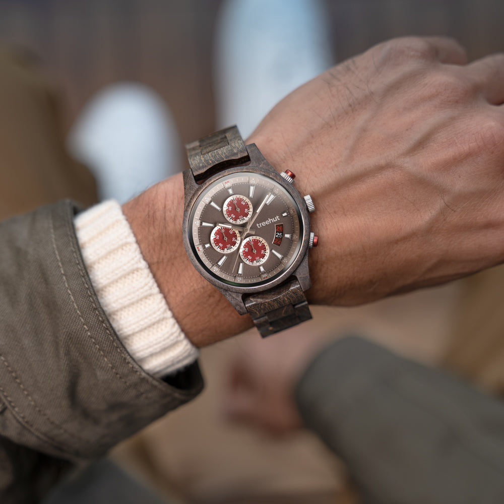 Dubline Chrono Grey Maple Men's Wooden Watch