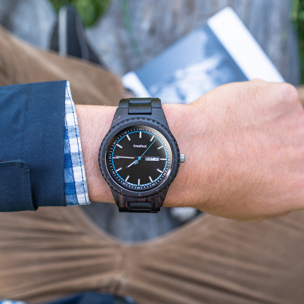 Classic Day-Date Ebony Blue Men's Wooden Watch