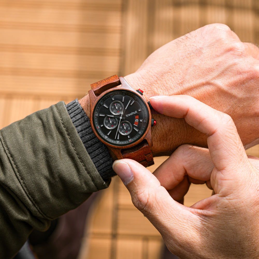 Dubline Chrono Padauk Black Men's Wooden Watch