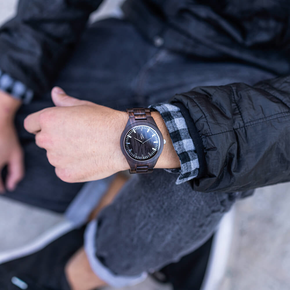 Classic Ebony Theo Monochrome Men's Wooden Watch