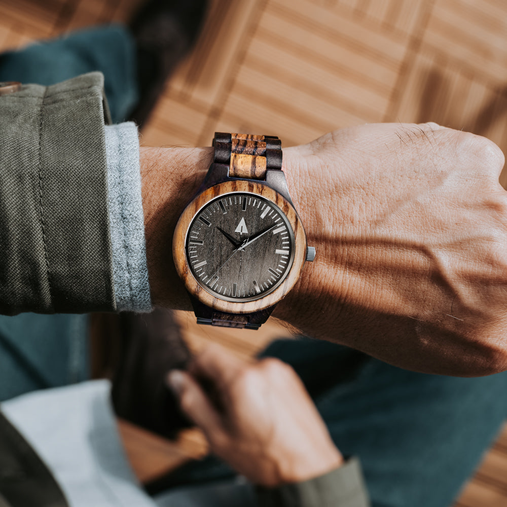 Classic Zebrawood Ebony Theo Men’s Wooden Watch