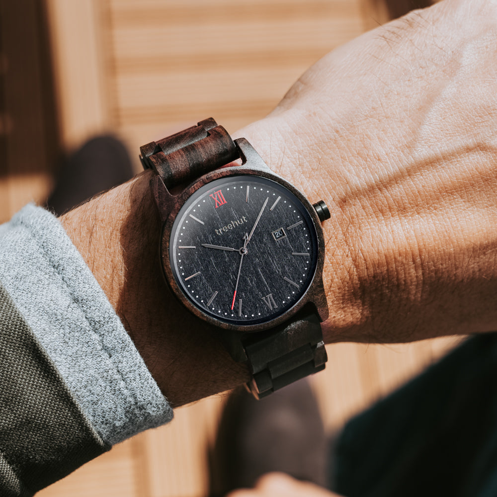 Odyssey All Ebony Red Men's Wooden Watch