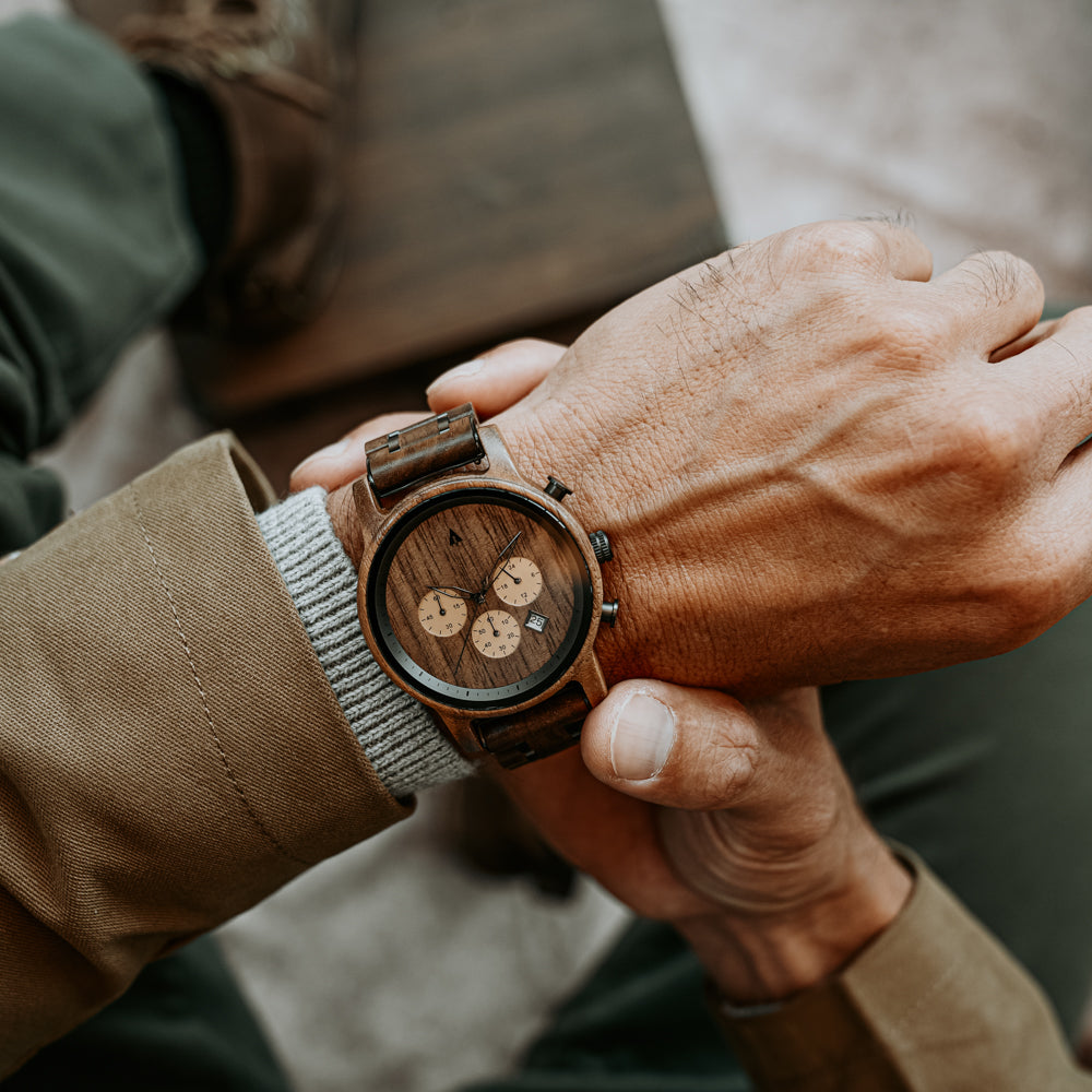 North Chocolate Walnut Gold Men’s Chrono Wooden Watch