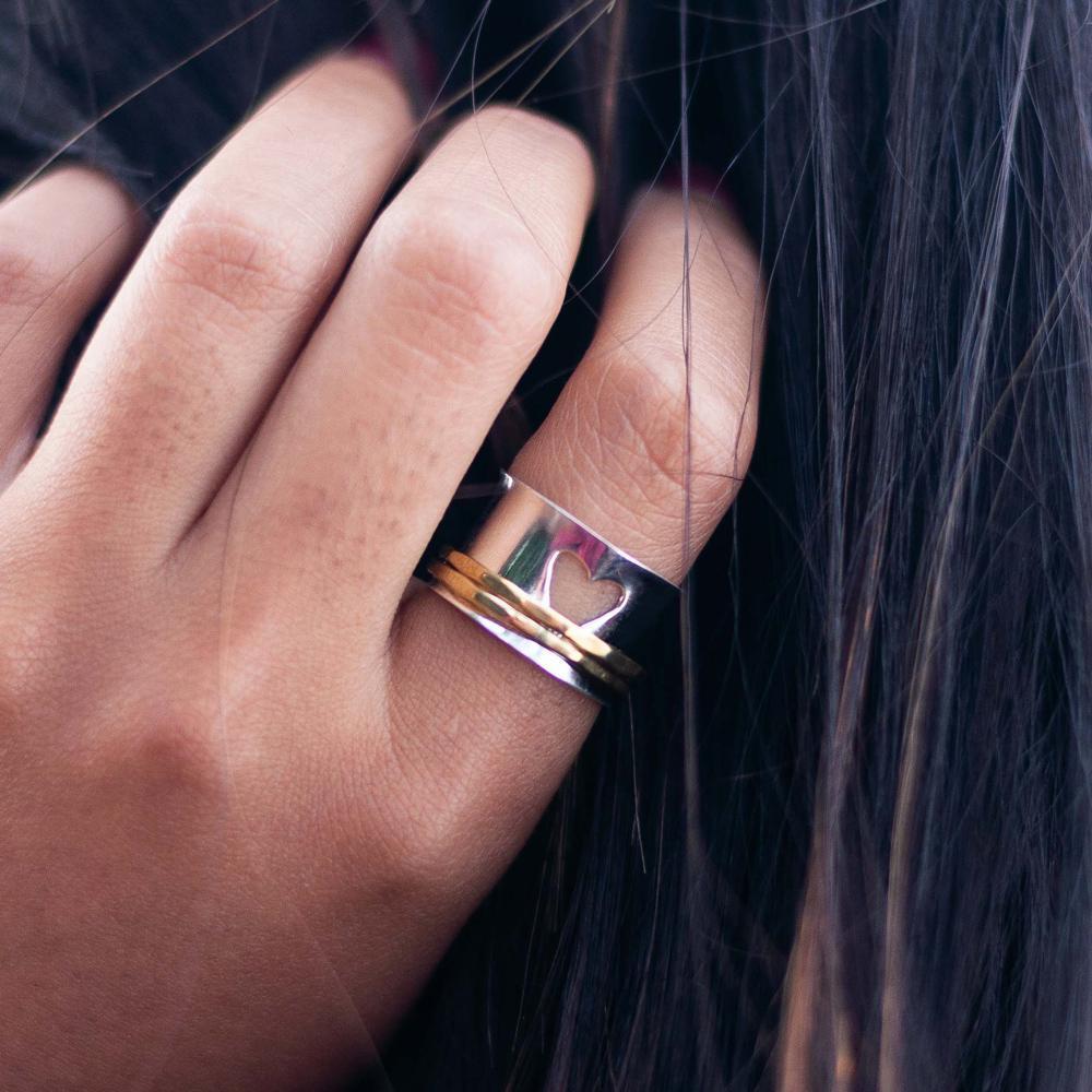 heart spinner ring for women