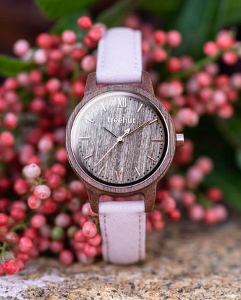 Odyssey Women's Walnut Pink Women's Wooden Watch
