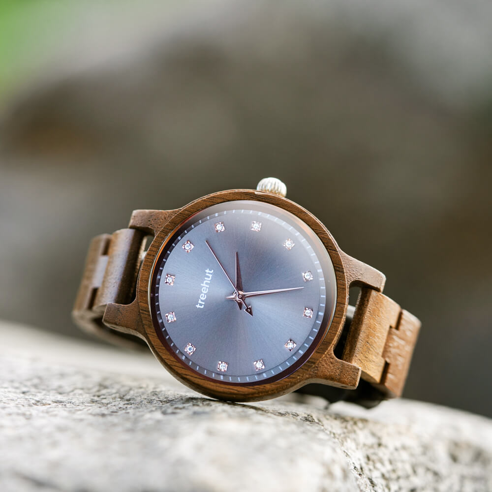 Emma Walnut Grey Women's Wooden Watch