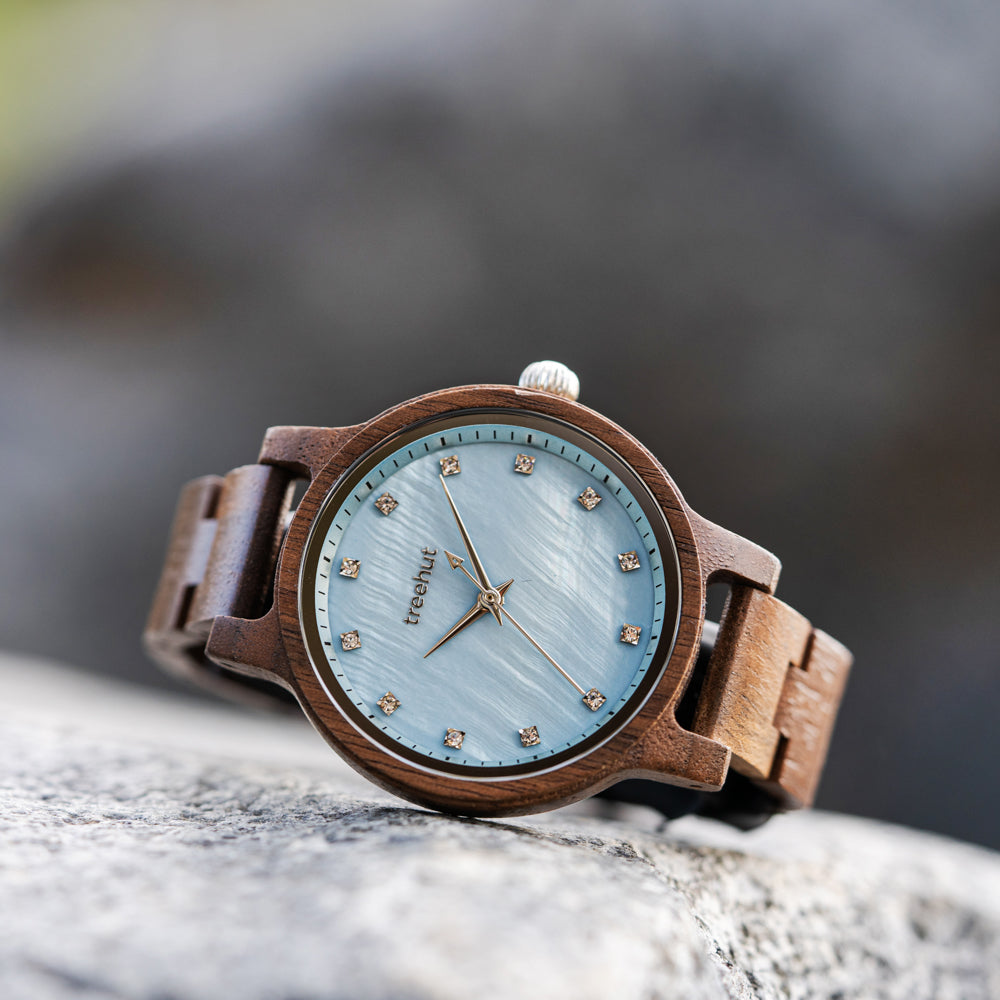 Emma Pearl Walnut Sky Women's Wooden Watch