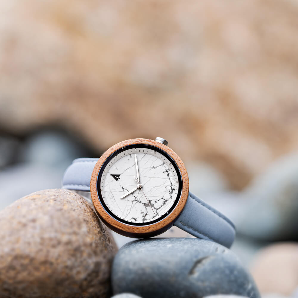 Theory Bamboo Marble Grey Women's Wooden Watch