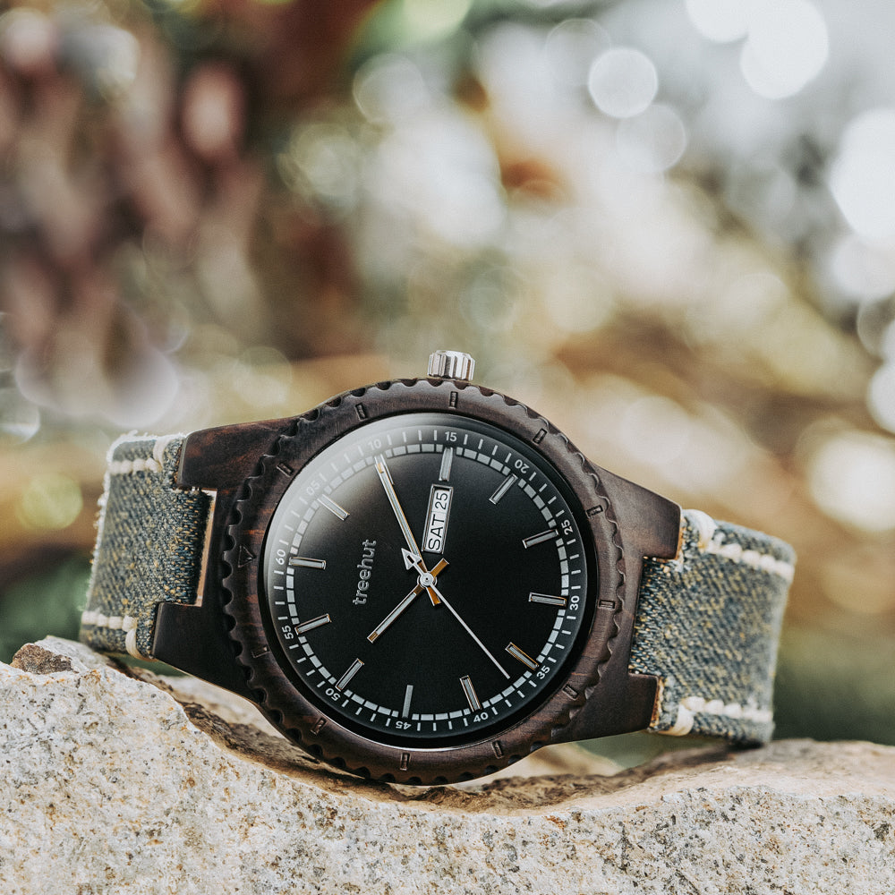Classic Day-Date Blue Denim Men's Wooden Watch