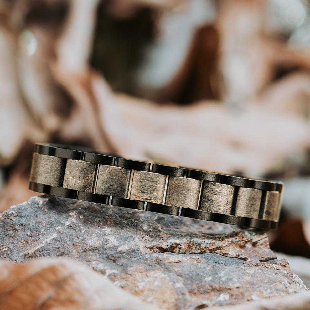 Gray and brown wooden bracelet for him