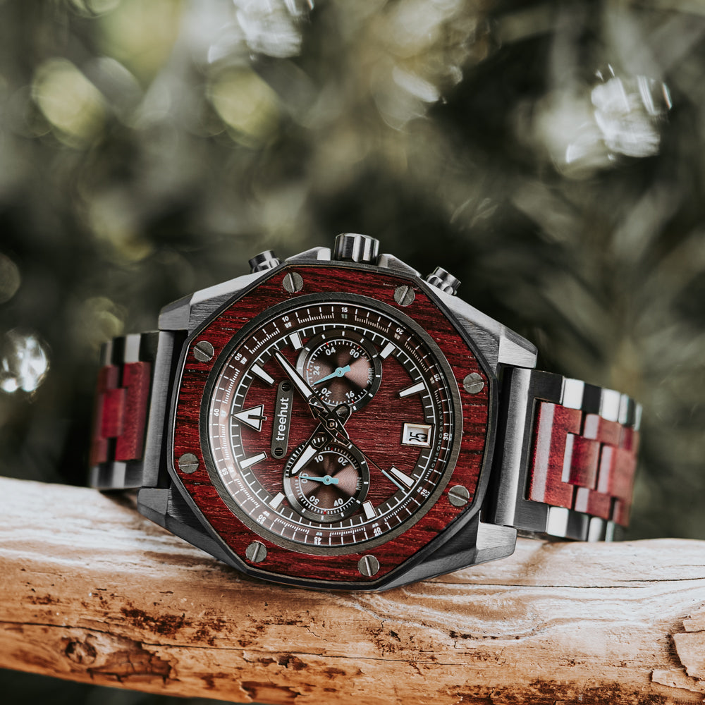 Mission Purple Heart Gunmetal Men's Stainless Steel Wooden Watch