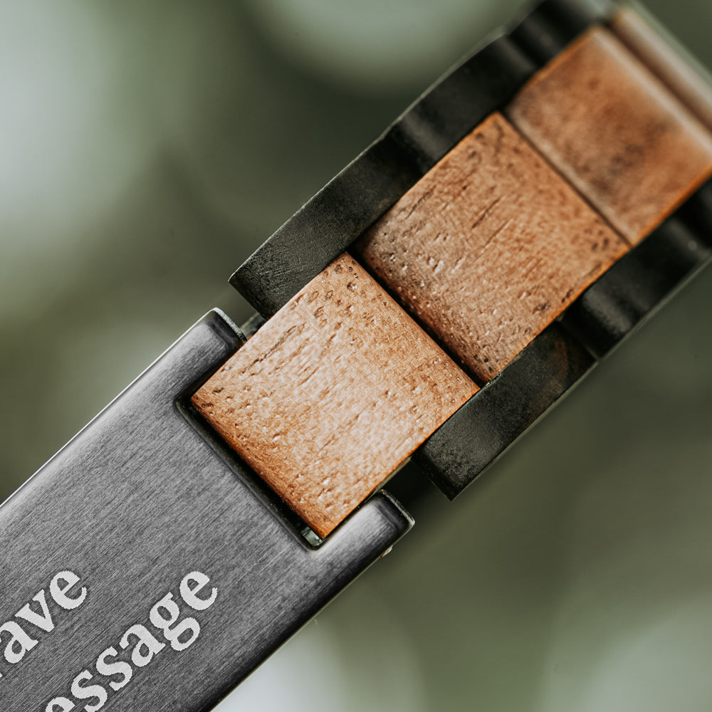 Classic Ebony Walnut Engravable Men's Wooden Bracelet