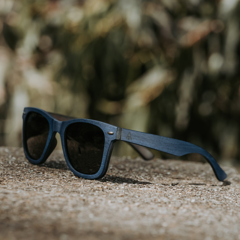 Blue maple wood sunglasses for him