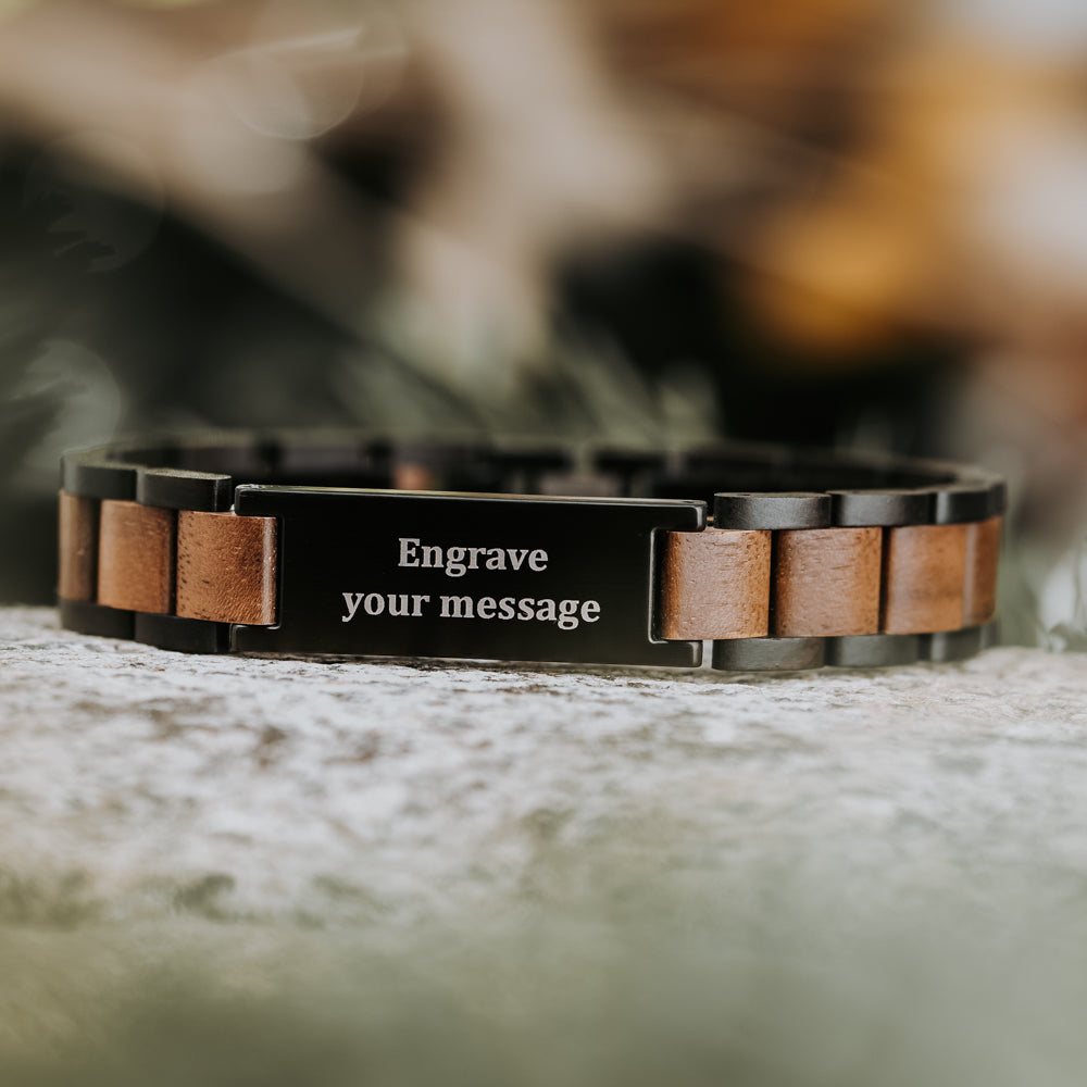 Classic Ebony Walnut Engravable Men's Wooden Bracelet