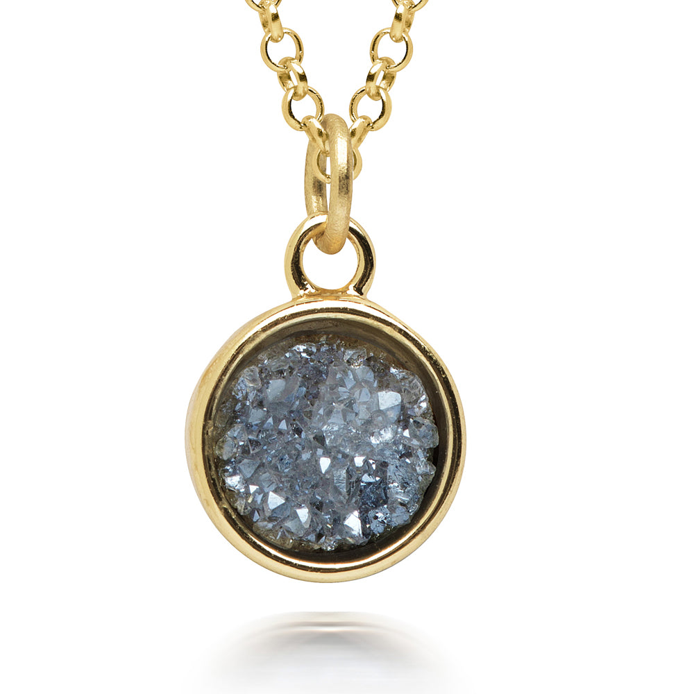 Geo Blue Druzy Necklace Women's Stone Necklace