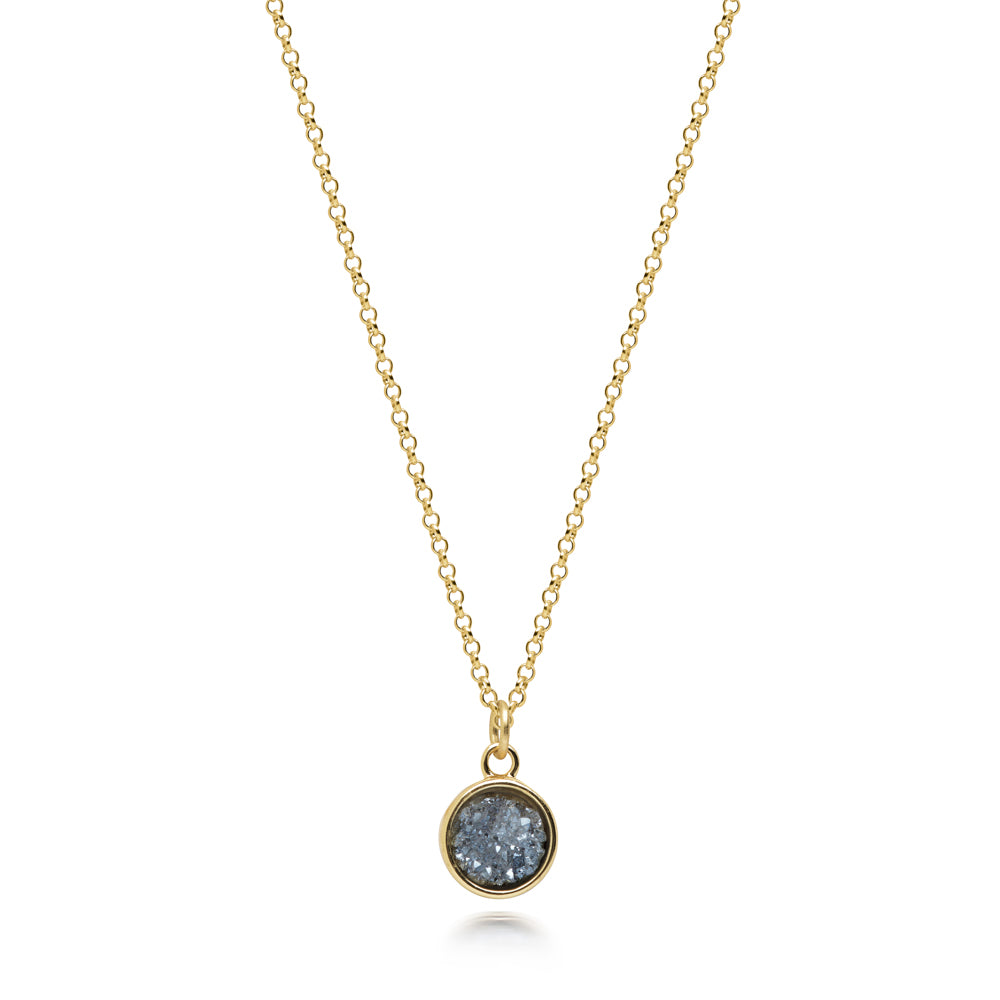 Geo Blue Druzy Necklace Women's Stone Necklace
