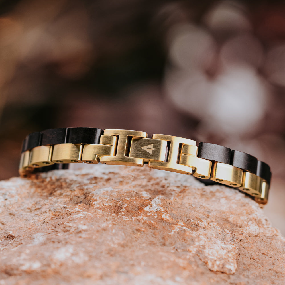 Polar Ebony Gold Men's Wooden Bracelet