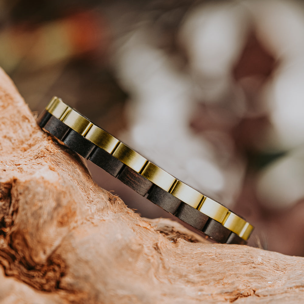 Polar Ebony Gold Men's Wooden Bracelet
