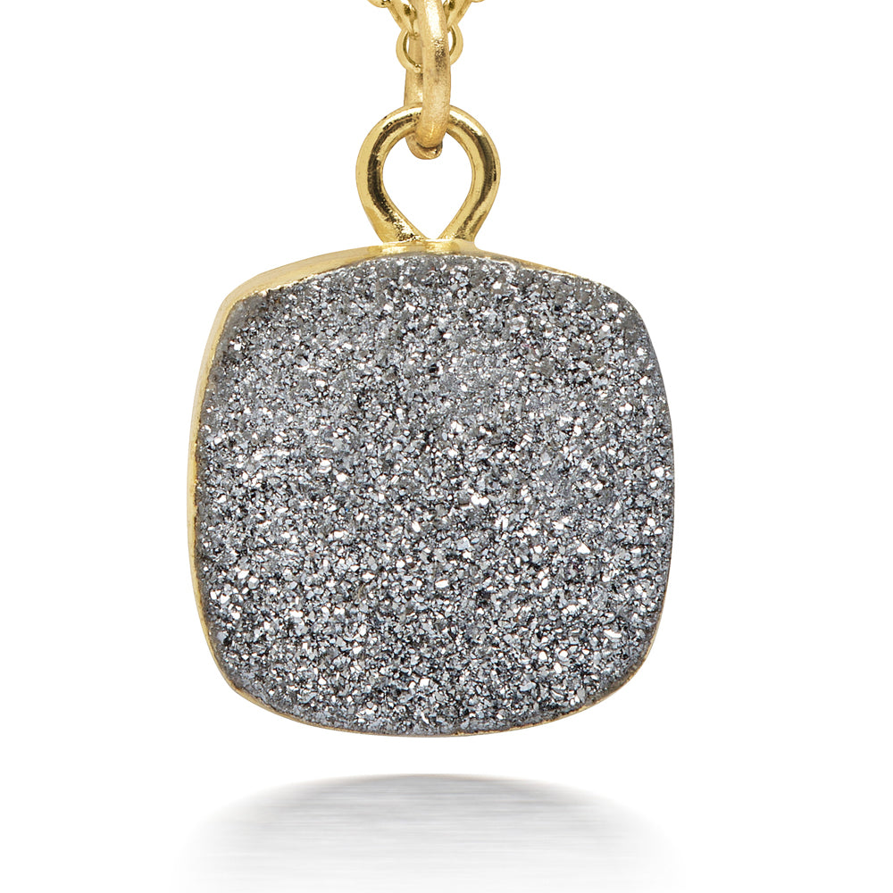 Reina Silver Druzy Necklace Women's Stone Necklace