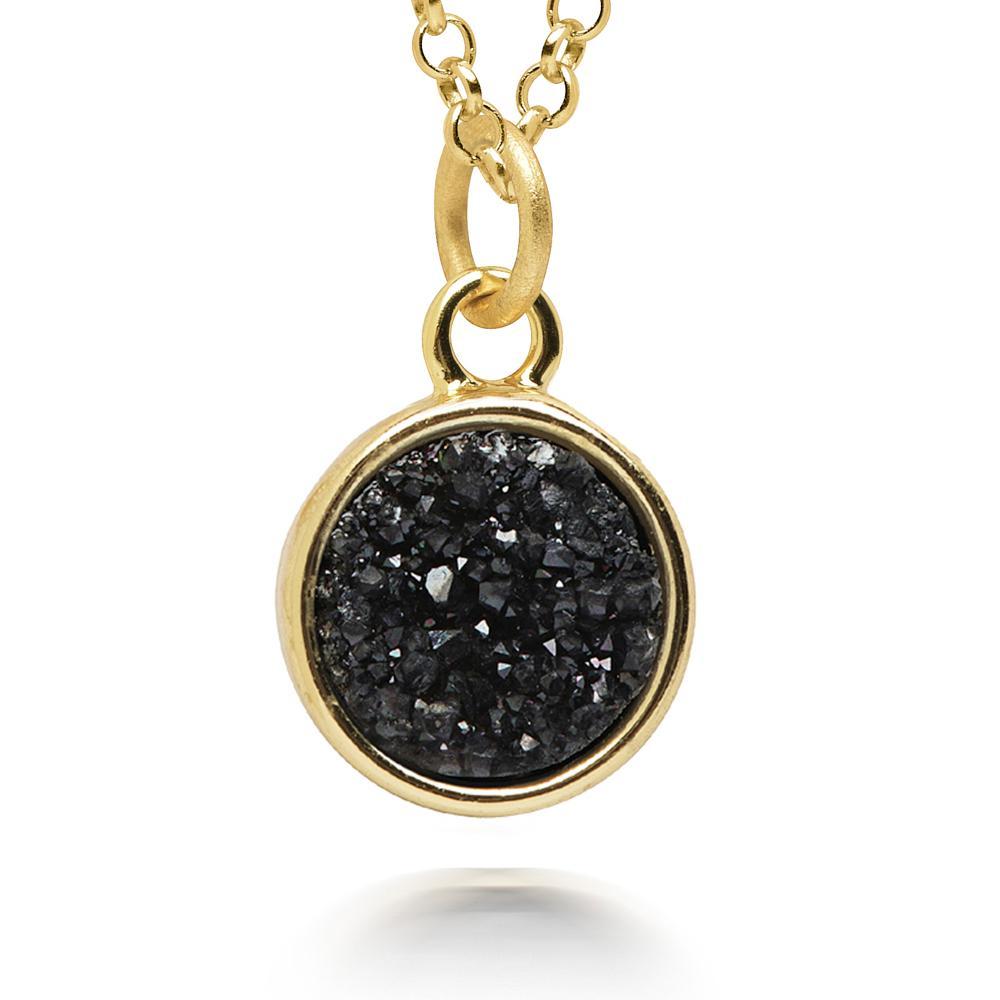 Geo Black Druzy Necklace Women's Stone Necklace