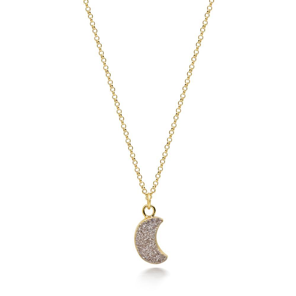 Crescent Grey Druzy Necklace Women's Stone Necklace