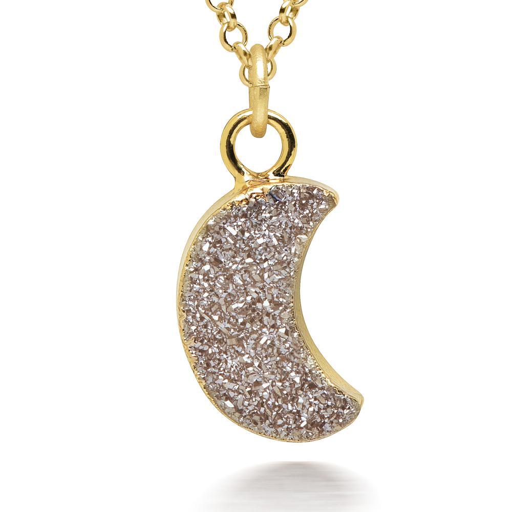 Crescent Grey Druzy Necklace Women's Stone Necklace