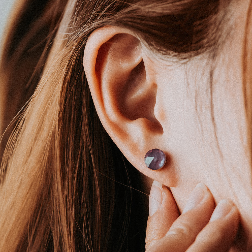 Facet Amethyst Stud Earrings Women's Earrings