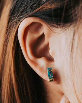 Lakeside Rectangle Turquoise Stud Earrings Women's Stone Earrings