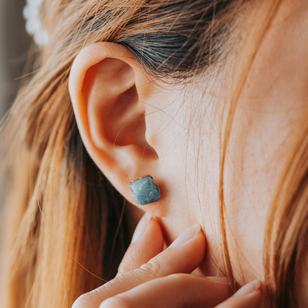 Flow Amazonite Stud Earrings Women's Stone Earrings