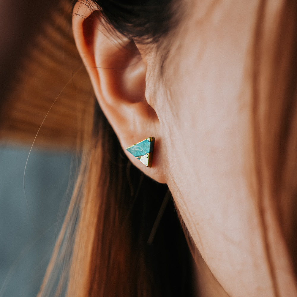 Lakeside Triangle Turquoise Stud Earrings Women's Stone Earrings