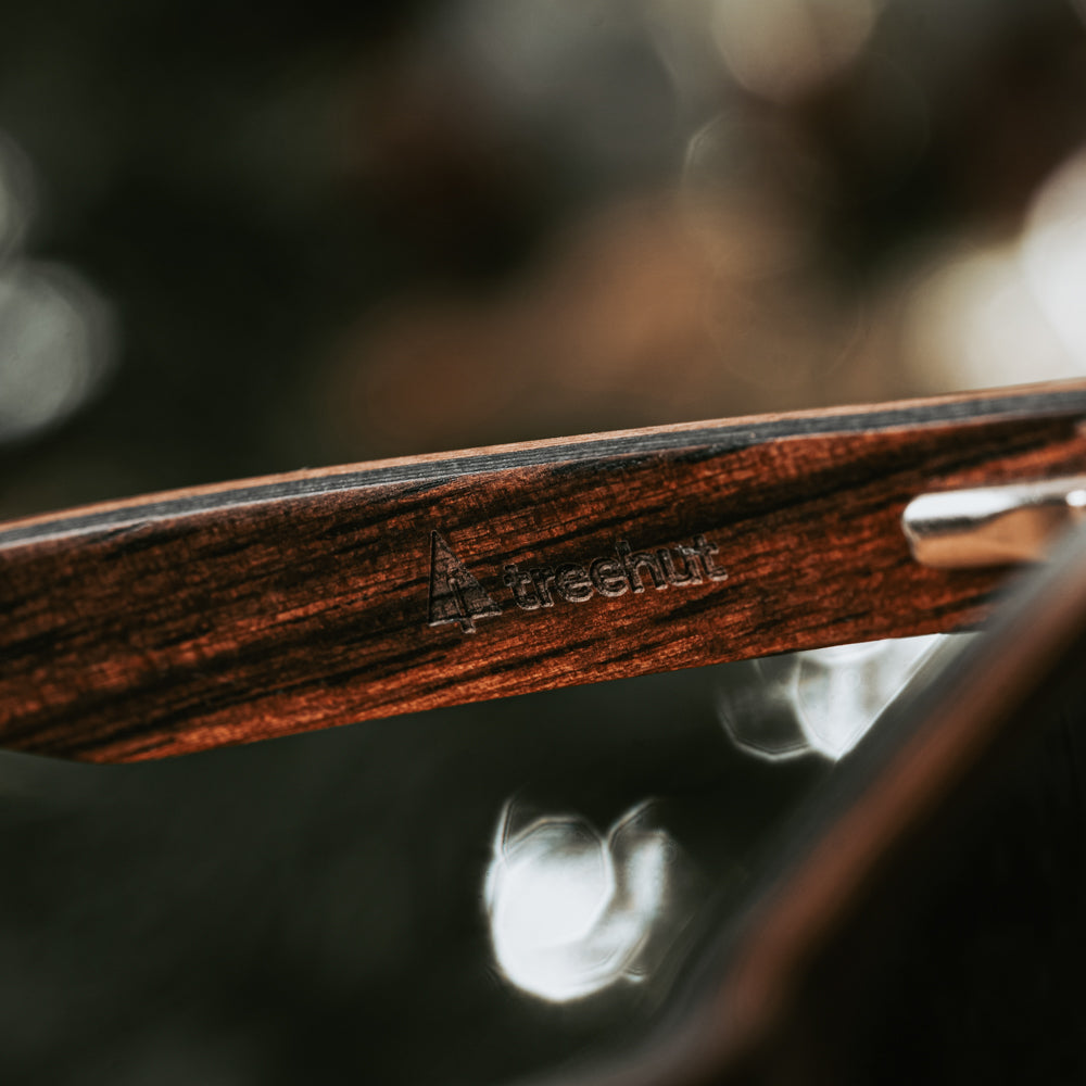 Brown and grey natural walnut wood sunglasses for him. Handmade sunglasses