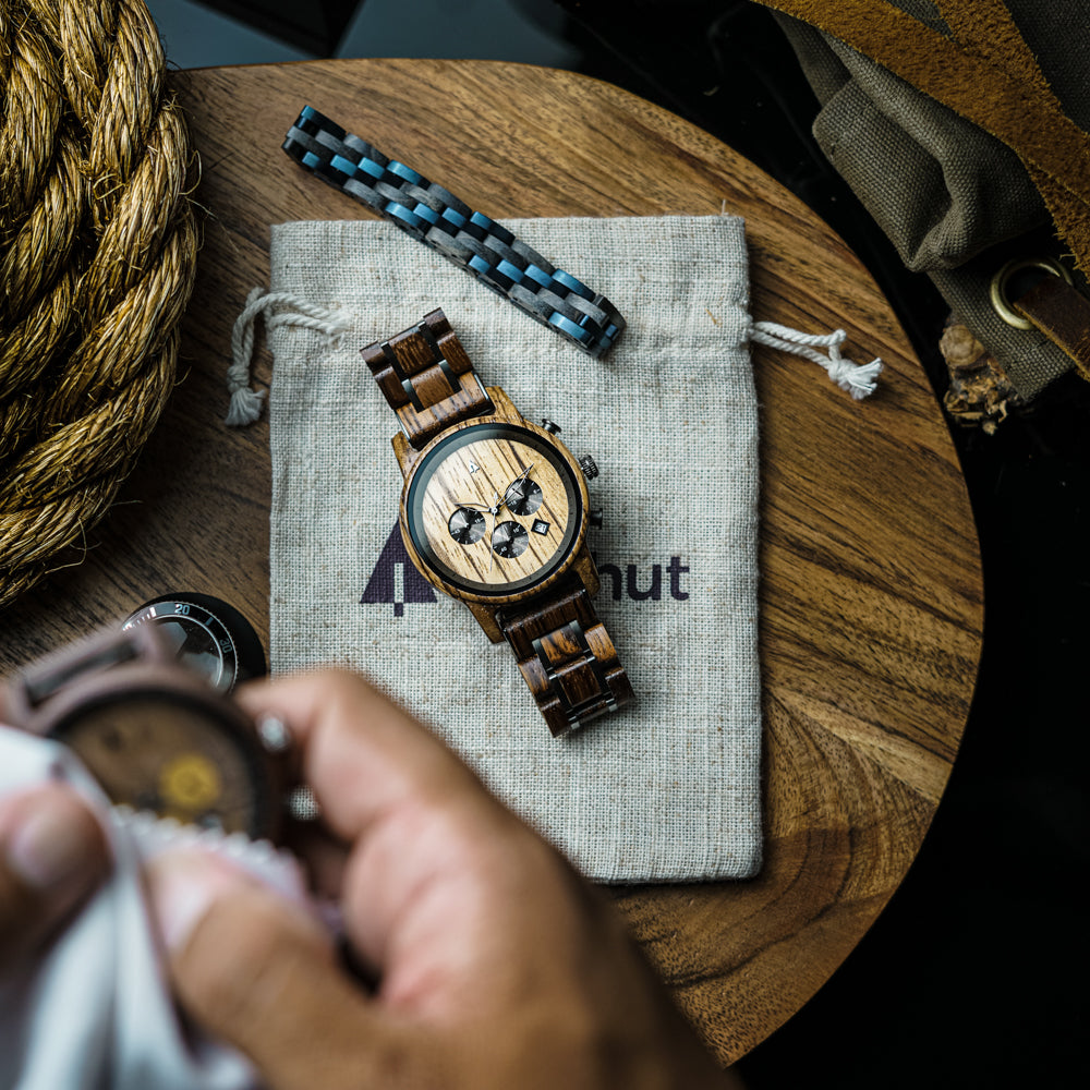North Zebrawood Gunmetal Men's Chrono Wooden Watch