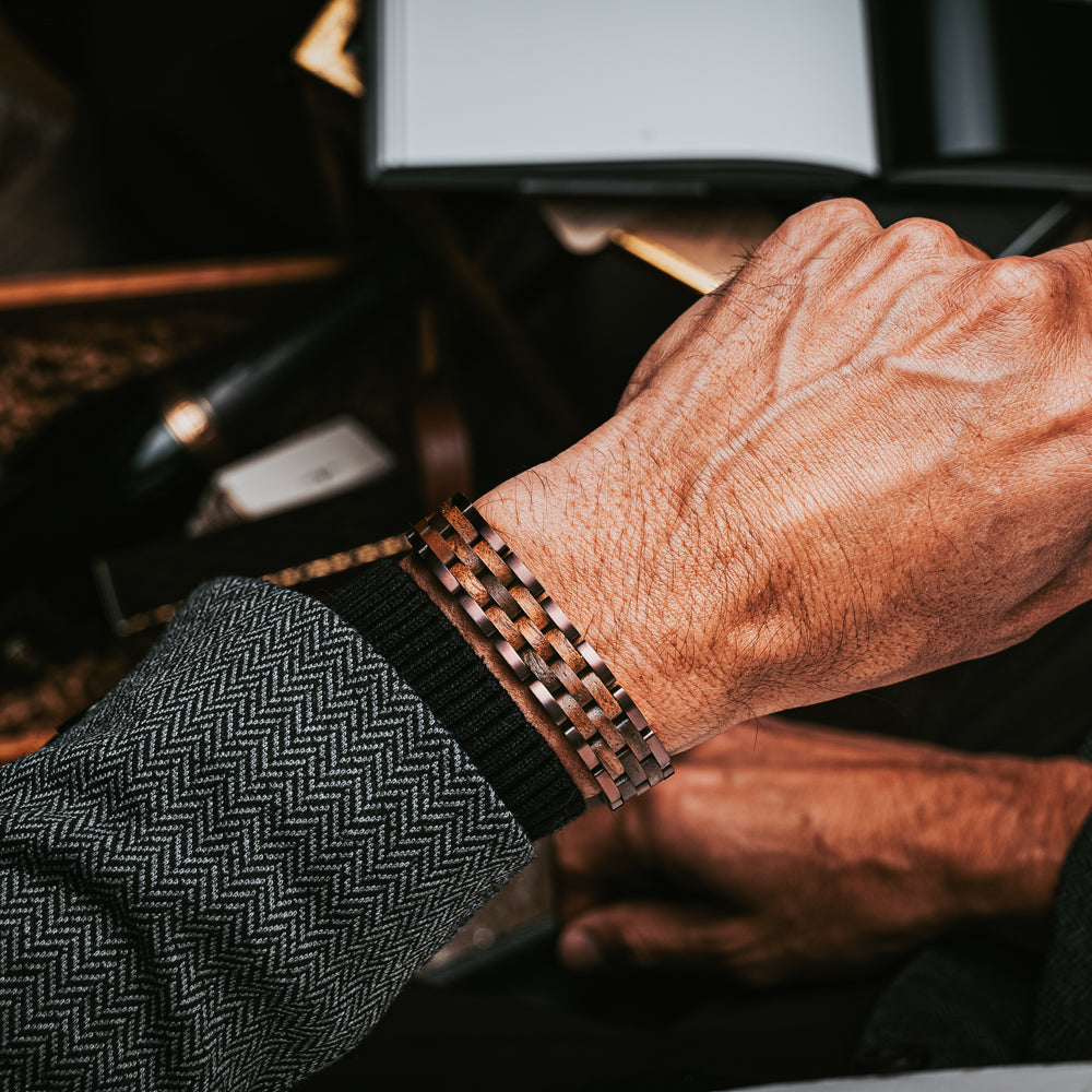 Glacier Walnut Bronze Men's Wooden Bracelet