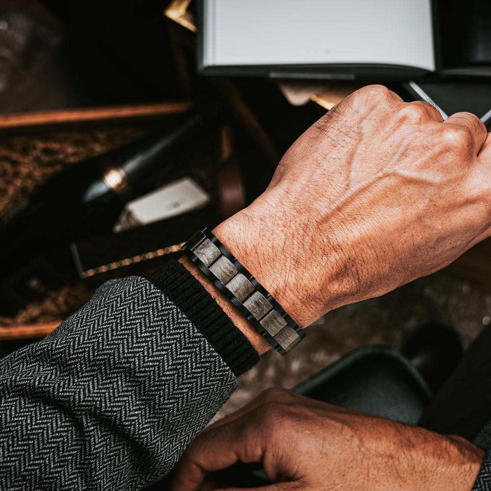 Classic Ebony Grey Men's Wooden Bracelet