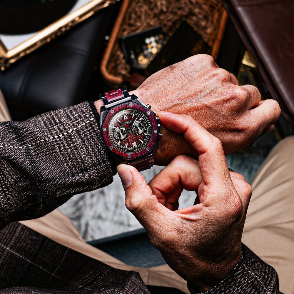 Mission Purple Heart Gunmetal Men's Stainless Steel Wooden Watch