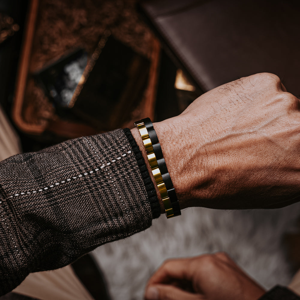 Polar Ebony Gold Men's Wooden Bracelet