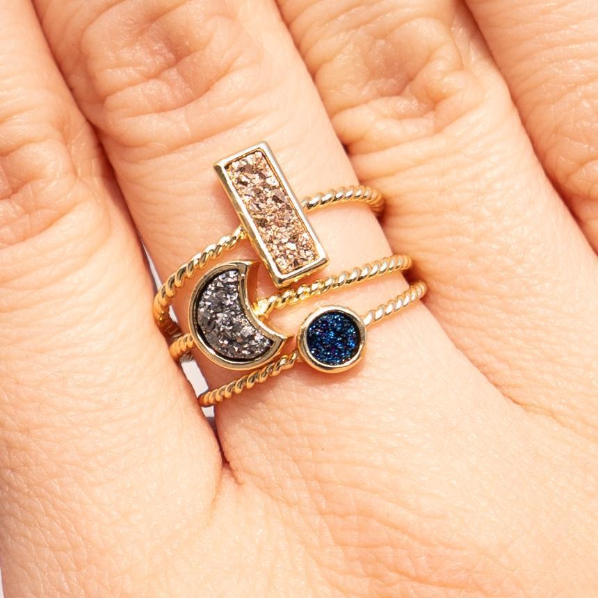Teeny Blue Druzy Stacking Ring Women's Stone Ring