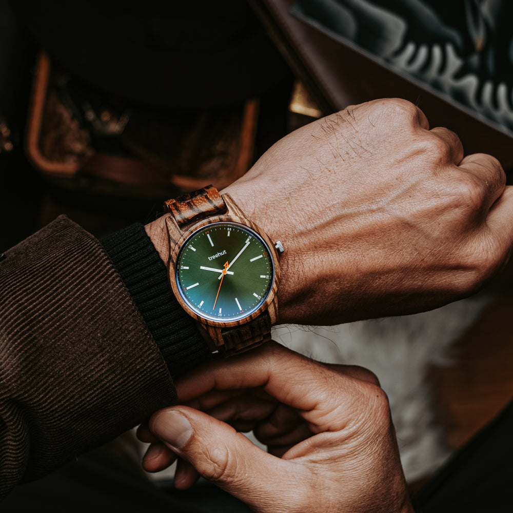 Dubline Zebrawood Green Men's Wooden Watch