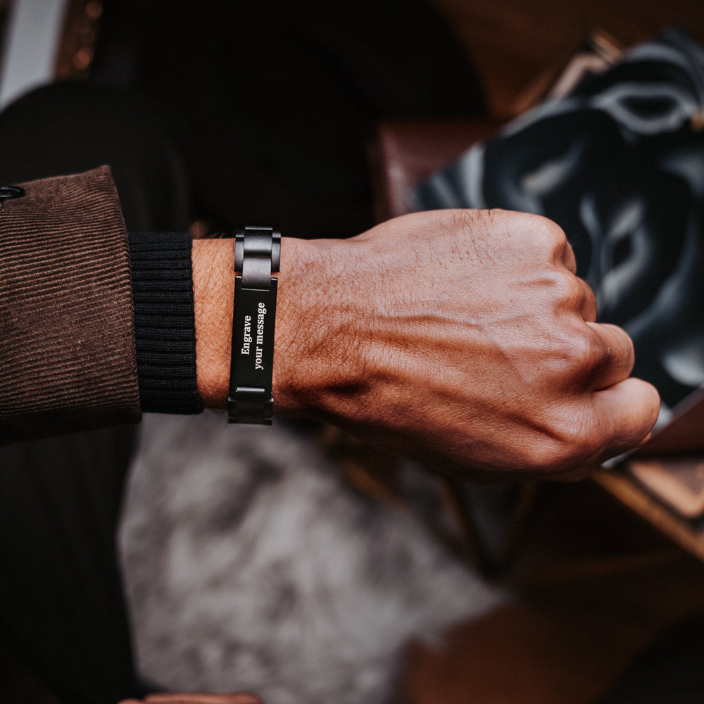 Classic Ebony Engravable Men's Wooden Bracelet