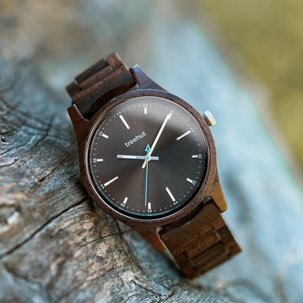 Couples Walnut Grey Couples Wooden Watch