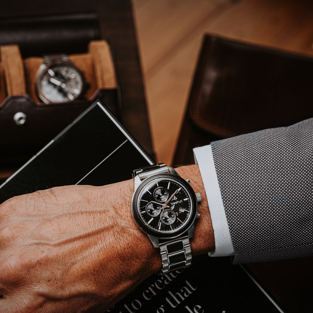 Quest Black Marble Ebony Men's Wooden Watch