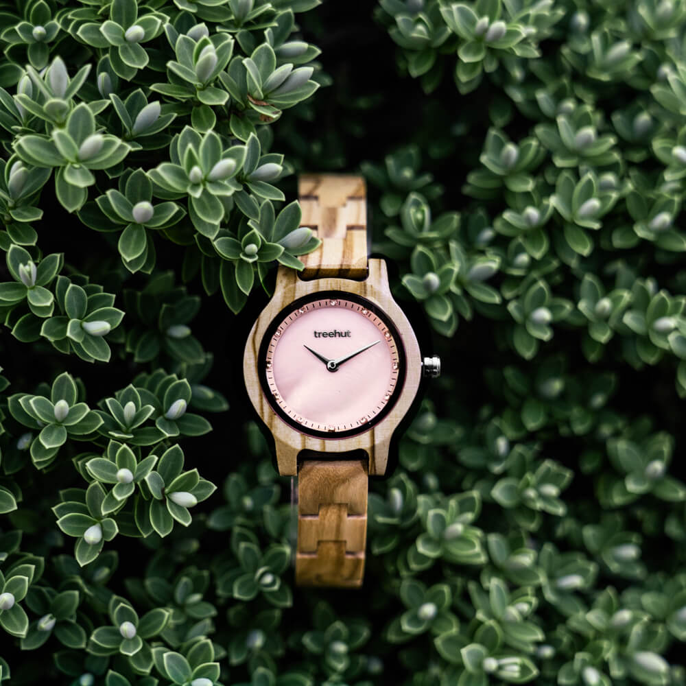Pearl Petite Olive Rose Gold Women's Wooden Watch