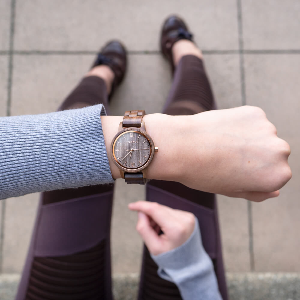 Couples Odyssey Cathaya Walnut Couples Wooden Watch