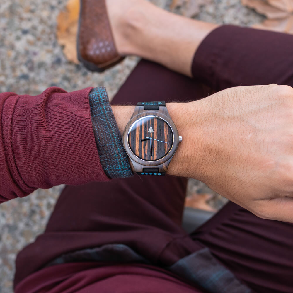 Classic Ebony Chase Blue Men's Wooden Watch
